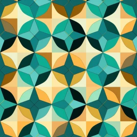 Moroccan-Inspired Geometric Pattern in Blue, Green, Yellow