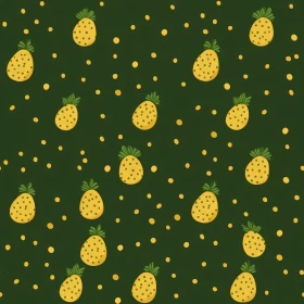 Yellow Pineapple Pattern on Dark Green Background