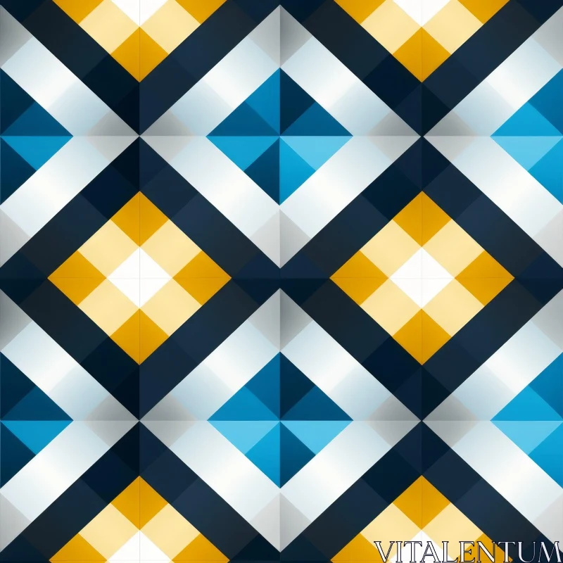 Blue and Yellow Diamond Geometric Pattern AI Image