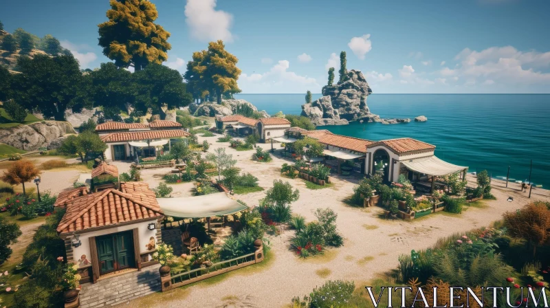 AI ART Captivating Mediterranean Coastal Village: A Serene Escape