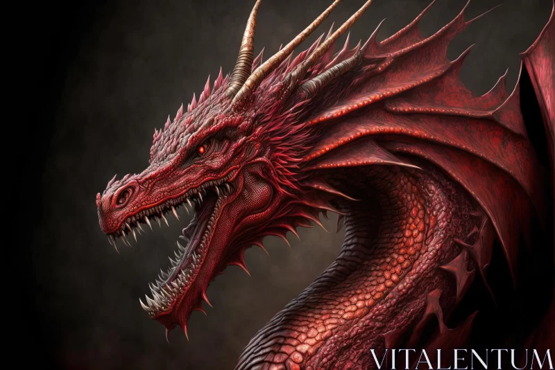 Captivating Red Dragon Artwork with Intricate Details AI Image