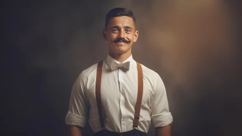 Charming Young Man Portrait with Bow Tie and Smile
