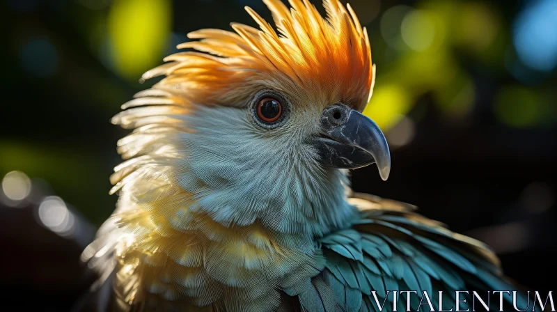Close-up Parrot with Bright Orange Feathers AI Image