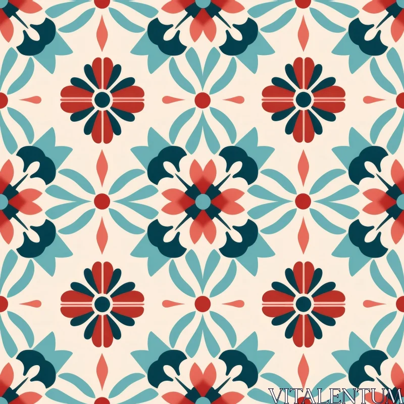 Colorful Floral Tile Pattern for Versatile Design AI Image