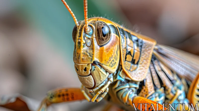 Detailed Grasshopper Close-Up Photo AI Image