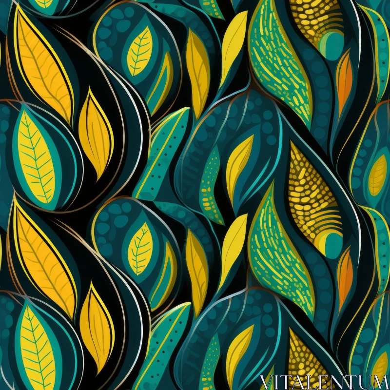 AI ART Hand-Painted Leaves Seamless Pattern - Tropical Design