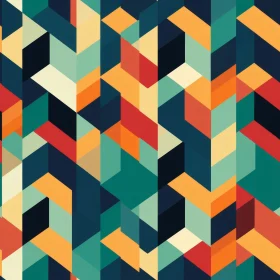 Retro Geometric Pattern in Blue, Green, Orange, Red