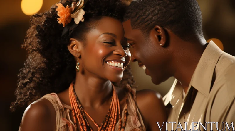 AI ART Smiling African-American Couple Portrait