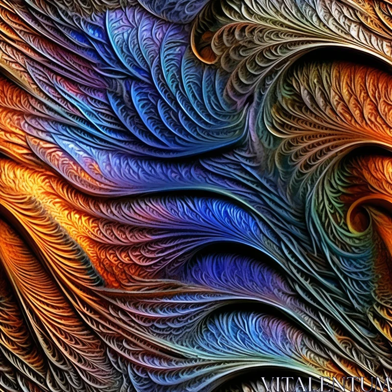 Vivid Abstract Painting in Blue, Orange, and Purple AI Image