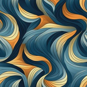 Blue and Orange Waves Seamless Pattern