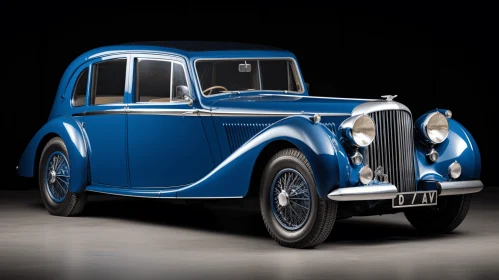 Captivating Art: Old Blue Bentley in Mysterious Setting