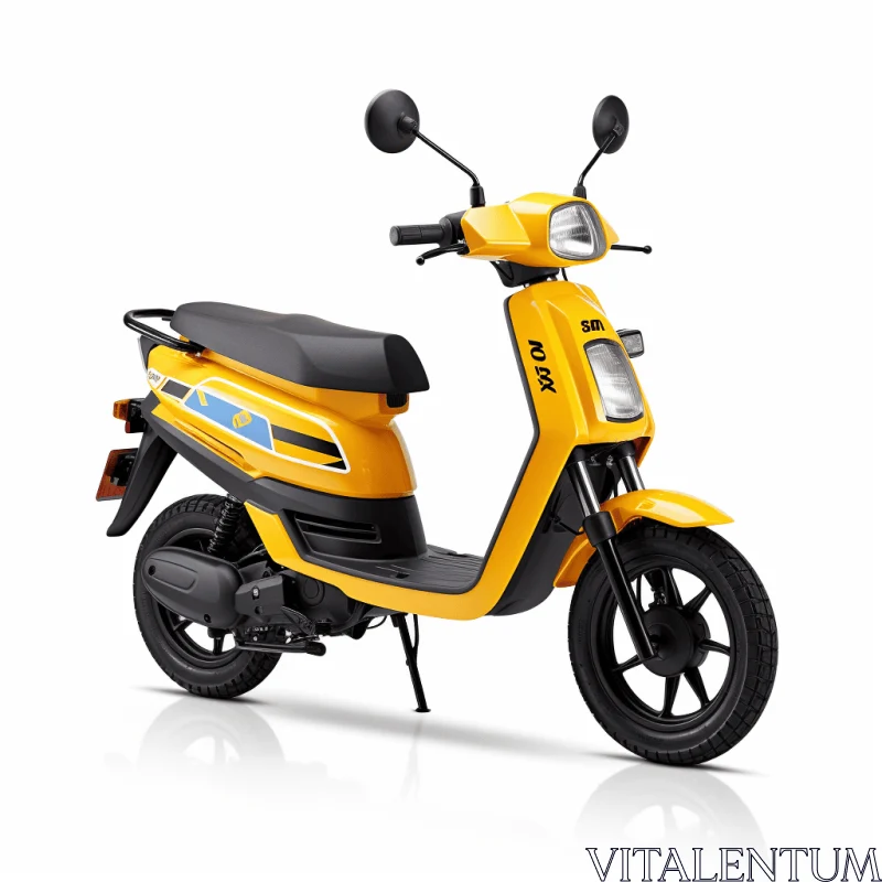 Captivating Yellow Moped on White Surface | Vibrant Spectrum Colors AI Image
