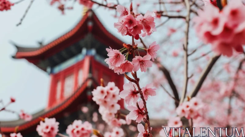 AI ART Delicate Cherry Blossom Tree in Full Bloom - Serene Spring Image
