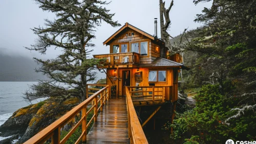Enchanting Treehouse on a Wooden Platform | Serene Lake View