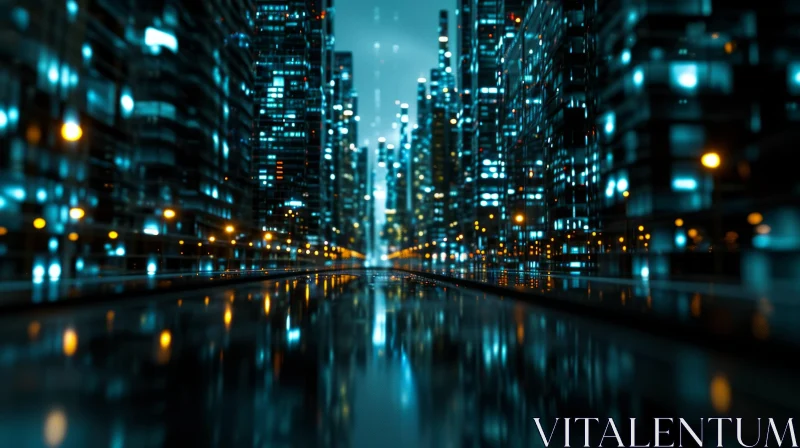 Futuristic City at Night: A Mesmerizing 3D Rendering AI Image