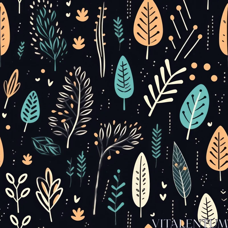 Hand-Drawn Leaves and Branches Seamless Pattern AI Image
