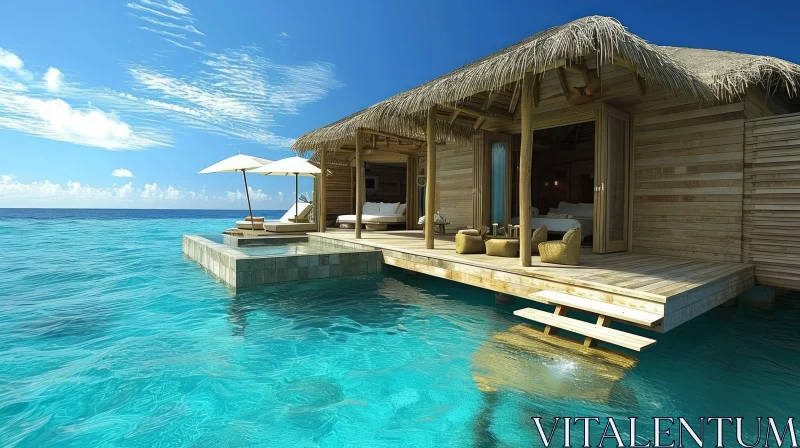 Luxurious Overwater Bungalow in the Maldives | Private Pool | Romantic Getaway AI Image