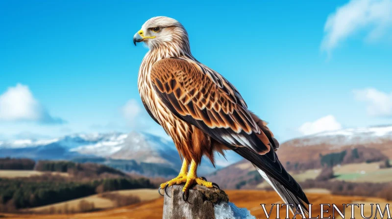 AI ART Red Kite Bird of Prey in Mountain Landscape