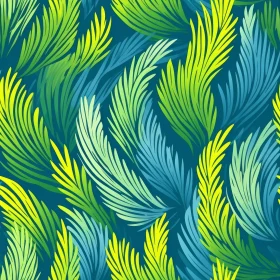 Tropical Leaves Seamless Pattern in Blue and Green