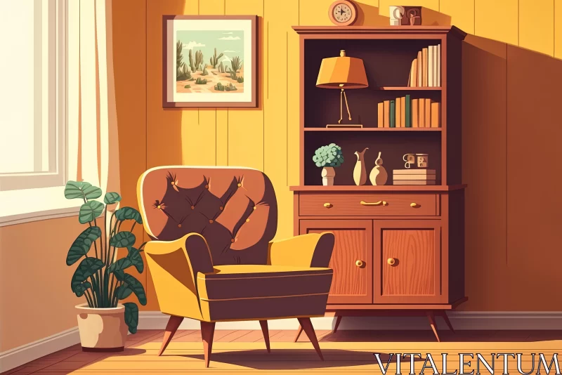 AI ART Vintage Yellow House Interior Illustration | Realistic and Hyper-Detailed