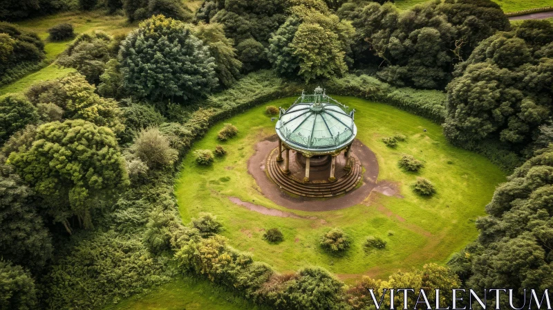 Aerial Shot of Bandstand in Park with Green Roof AI Image
