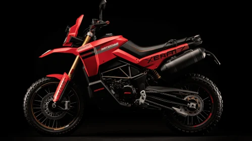 Captivating Red Dirt Bike Against a Mysterious Background