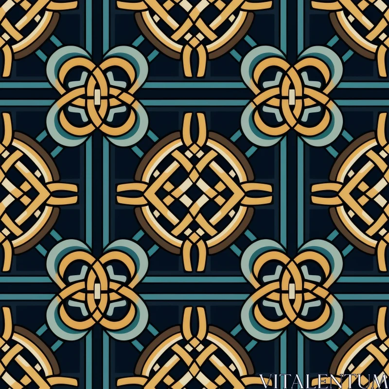 Celtic Knots Pattern in Blue and Yellow AI Image