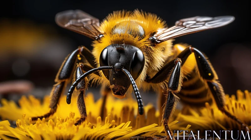 Close-Up Honeybee on Flower - Nature Photography AI Image