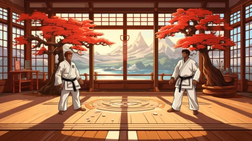 Karate Dojo Training Scene AI Image