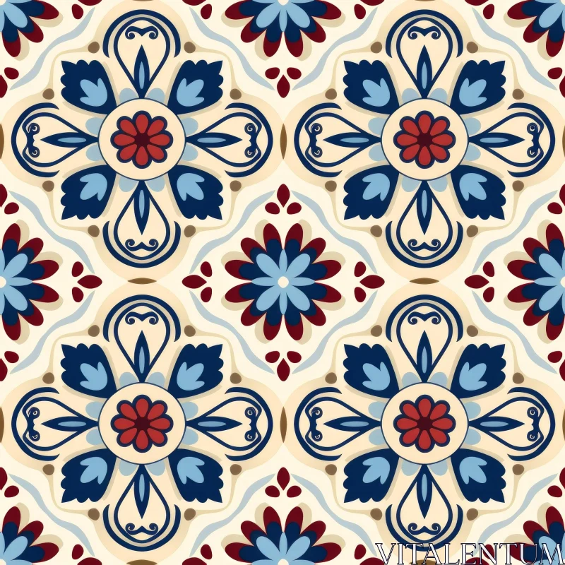 Moroccan Tiles Seamless Pattern - Traditional Design AI Image