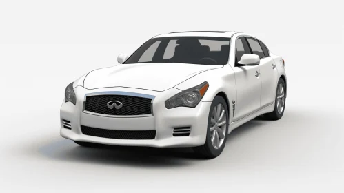 White Infiniti Car 3D Model with Exaggerated Facial Expressions