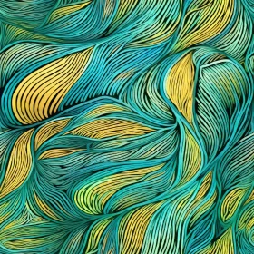 Blue and Green Abstract Painting - Calming Water and Grass Motif
