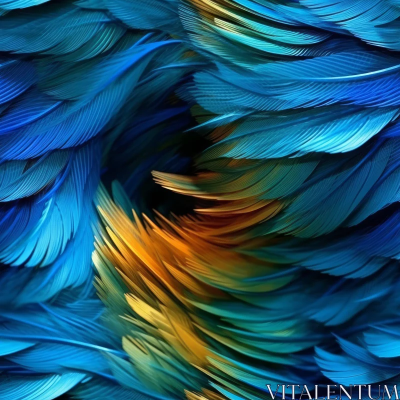 Blue and Green Feather Swirl Pattern AI Image