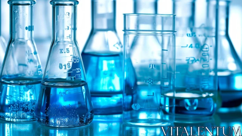 Blue Liquid in Laboratory Glassware | Professional Scientific Image AI Image