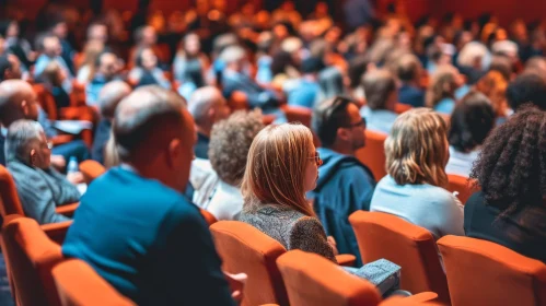 Captivating Theater Scene: A Diverse Audience in Business Casual Attire