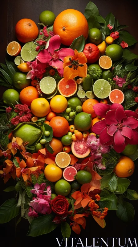 Citrus Fruits Still Life Composition AI Image