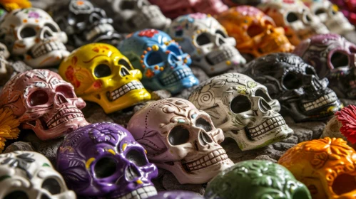 Colorful Ceramic Skulls: Intricate Patterns and Decorations