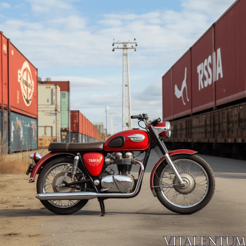 Graceful Red Motorcycle on Paved Road | Timeless Elegance AI Image