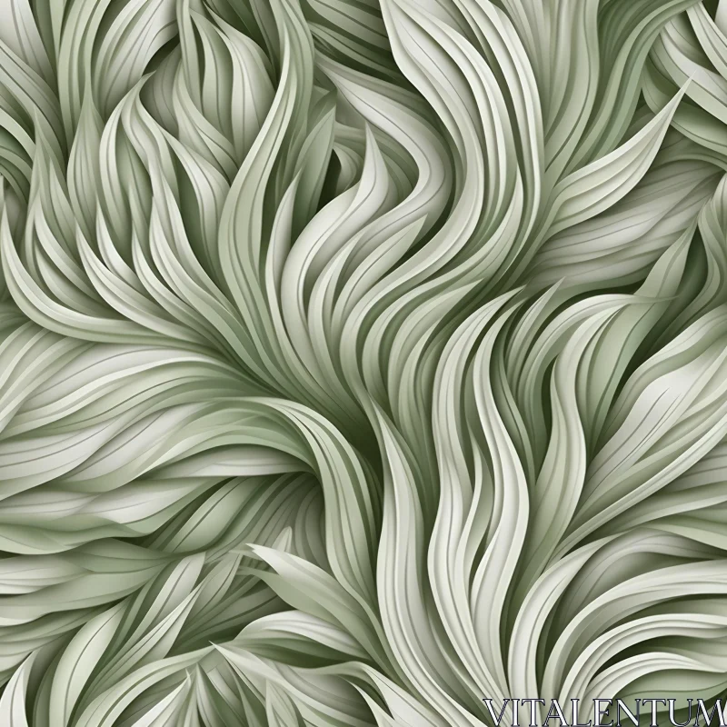 AI ART Green and White Leaves Seamless Pattern