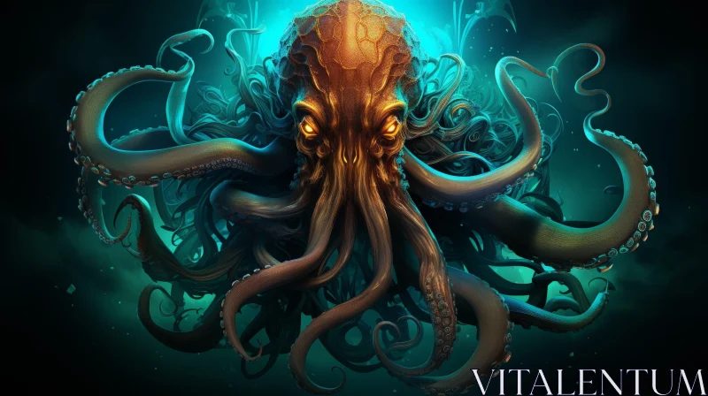 AI ART Majestic Octopus Painting - Enigmatic Ocean Creature Artwork