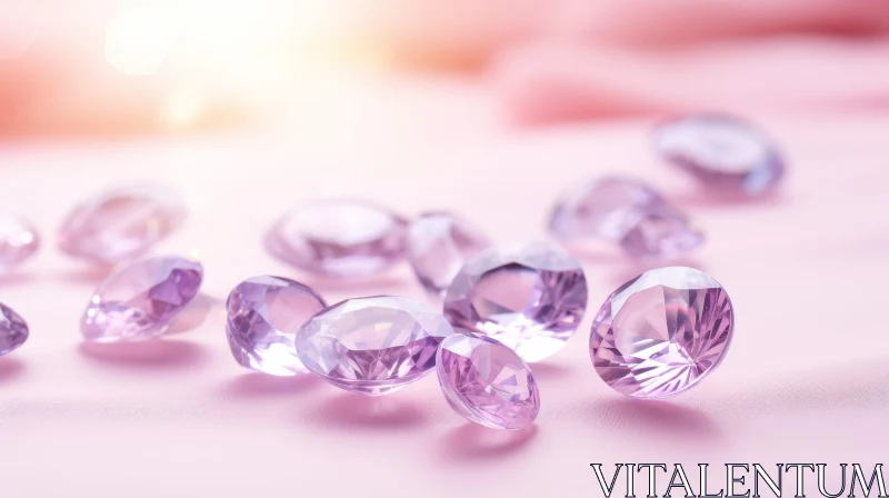 Pink Diamonds on Silk - Luxurious Close-Up View AI Image