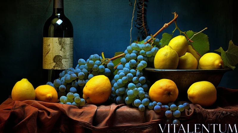 Serene Still Life with Fruit and Wine AI Image