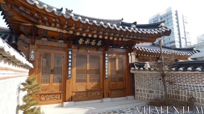Traditional Korean House: A Captivating Blend of Wood and Tiles AI Image