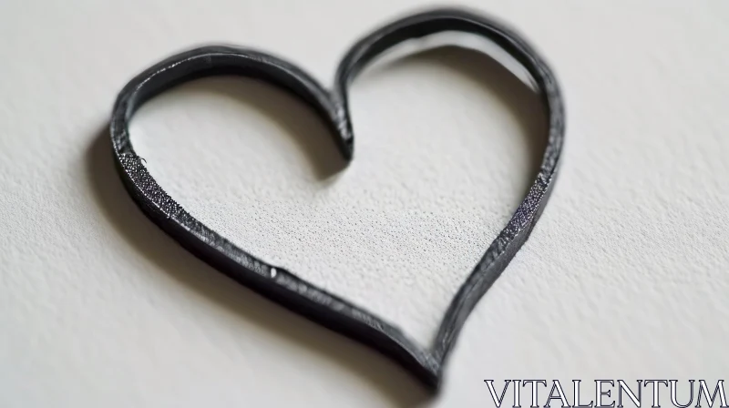 Black Metal Heart-Shaped Frame on White Textured Background AI Image