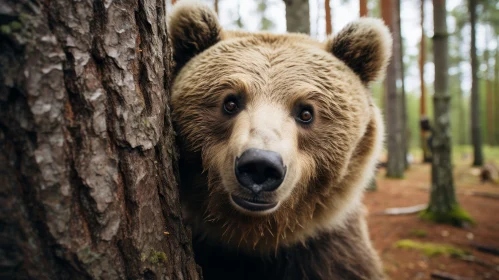 Brown Bear Portrait in Forest