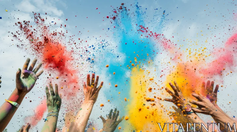 Colorful Powder Throw: A Joyful Moment Captured in Photography AI Image
