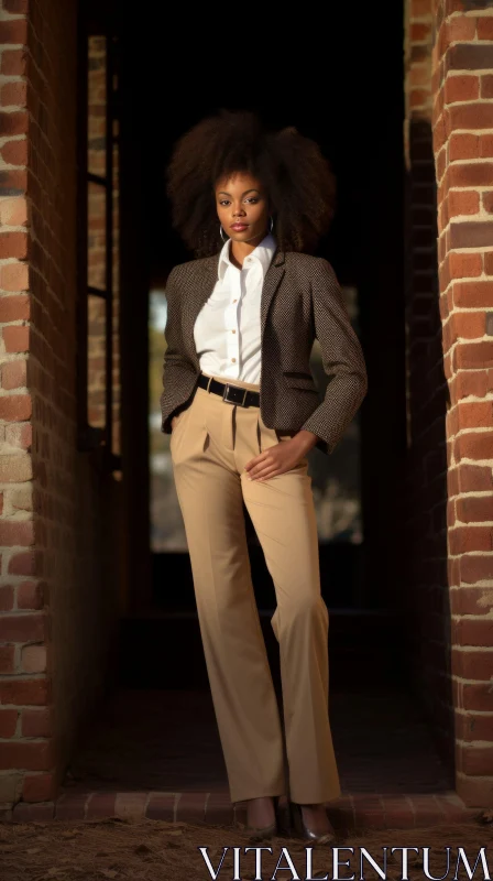 Confident African-American Woman in Stylish Attire AI Image
