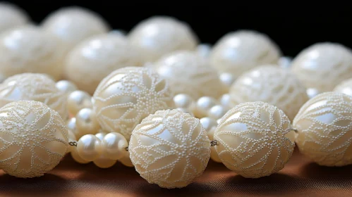 Elegant White Pearl Necklace on Silk Cloth