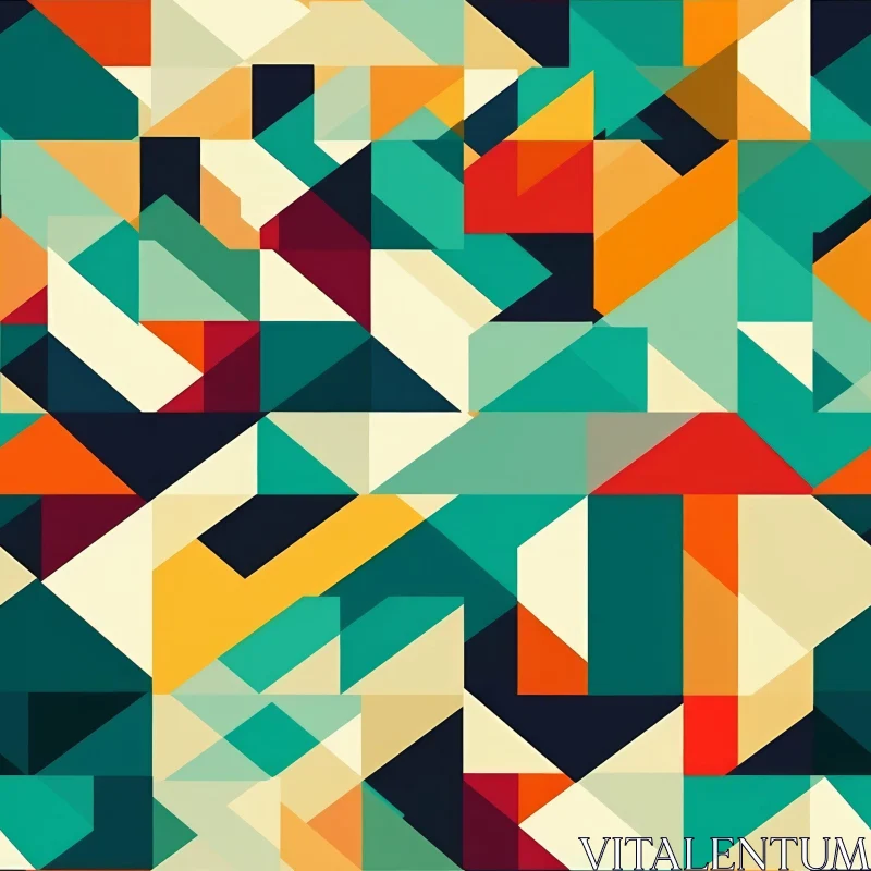 Harmonious Geometric Pattern in Teal, Green, and Orange AI Image