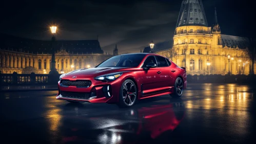 Stunning Red Kia Sport Coupe on City Street | Sci-Fi Baroque Style